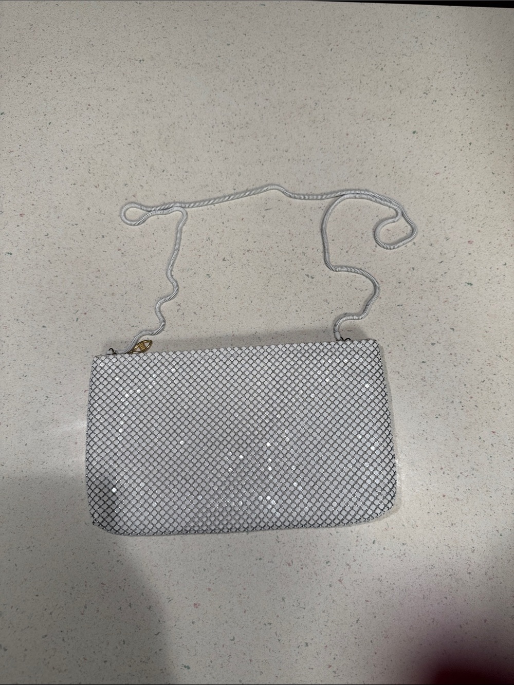 Whiting & Davis Silver Mesh Chain Crossbody purse vintage